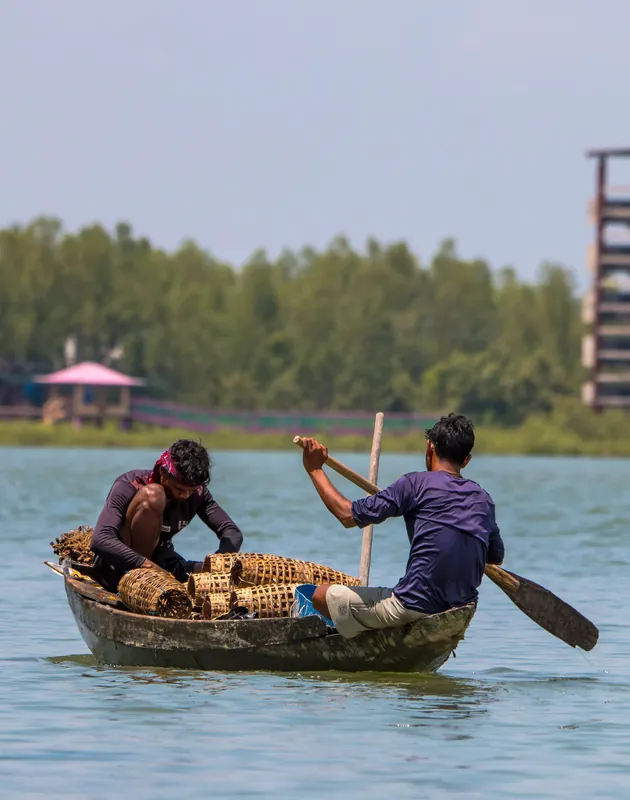 Fishermen with boat
